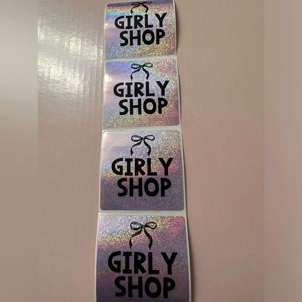50 ct. Custom 2” Round Pretty In Pink Holographic Round Stickers